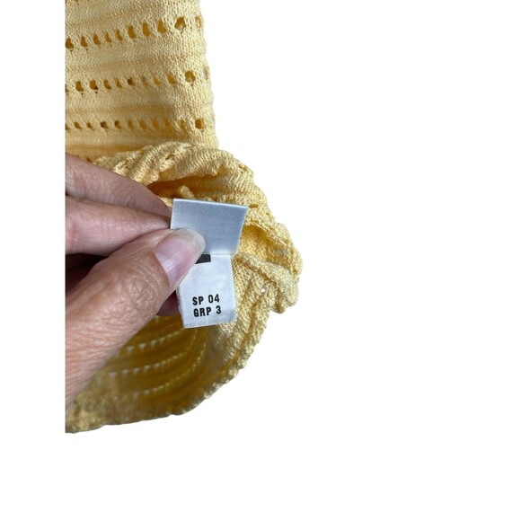 St John Collection Butter Yellow Shirt Tank Crochet Eyelet Top Womens Medium - Picture 6 of 12